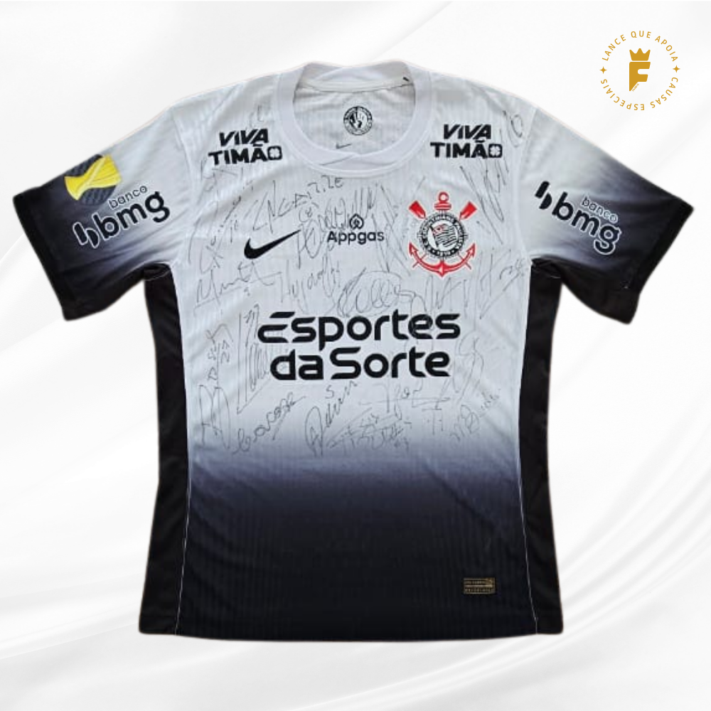 Camisa Corinthians 2025,  autografada elenco campeão Paulista 25