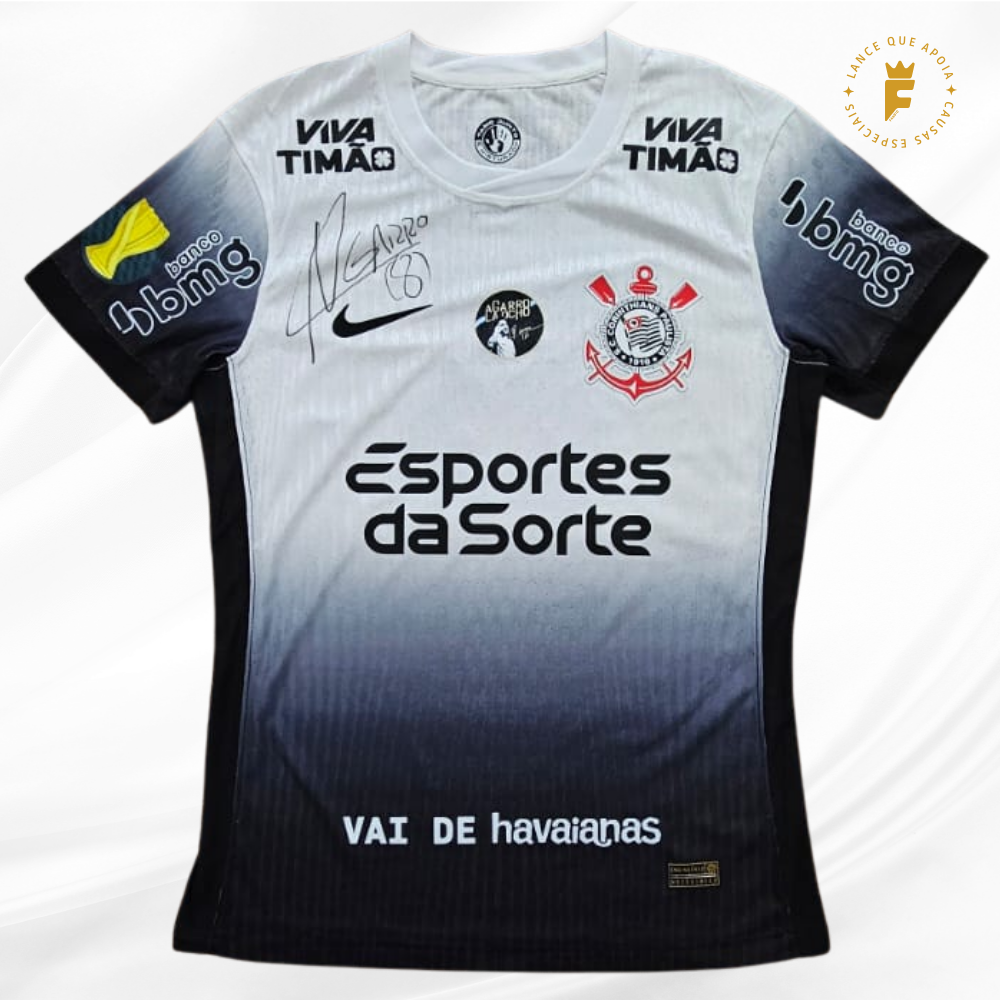 Camisa Corinthians 2024-25, vers jogo N8 autografada Garro