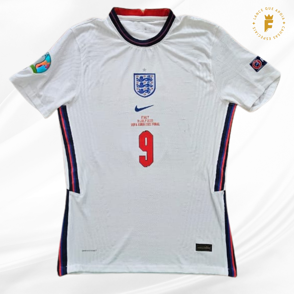 Camisa Inglaterra vers jogador final UEFA Euro 2020, autografada Kane