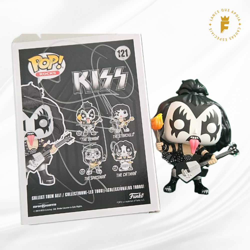 Funko Pop! 121 Kiss The Demon autografado Gene Simmons
