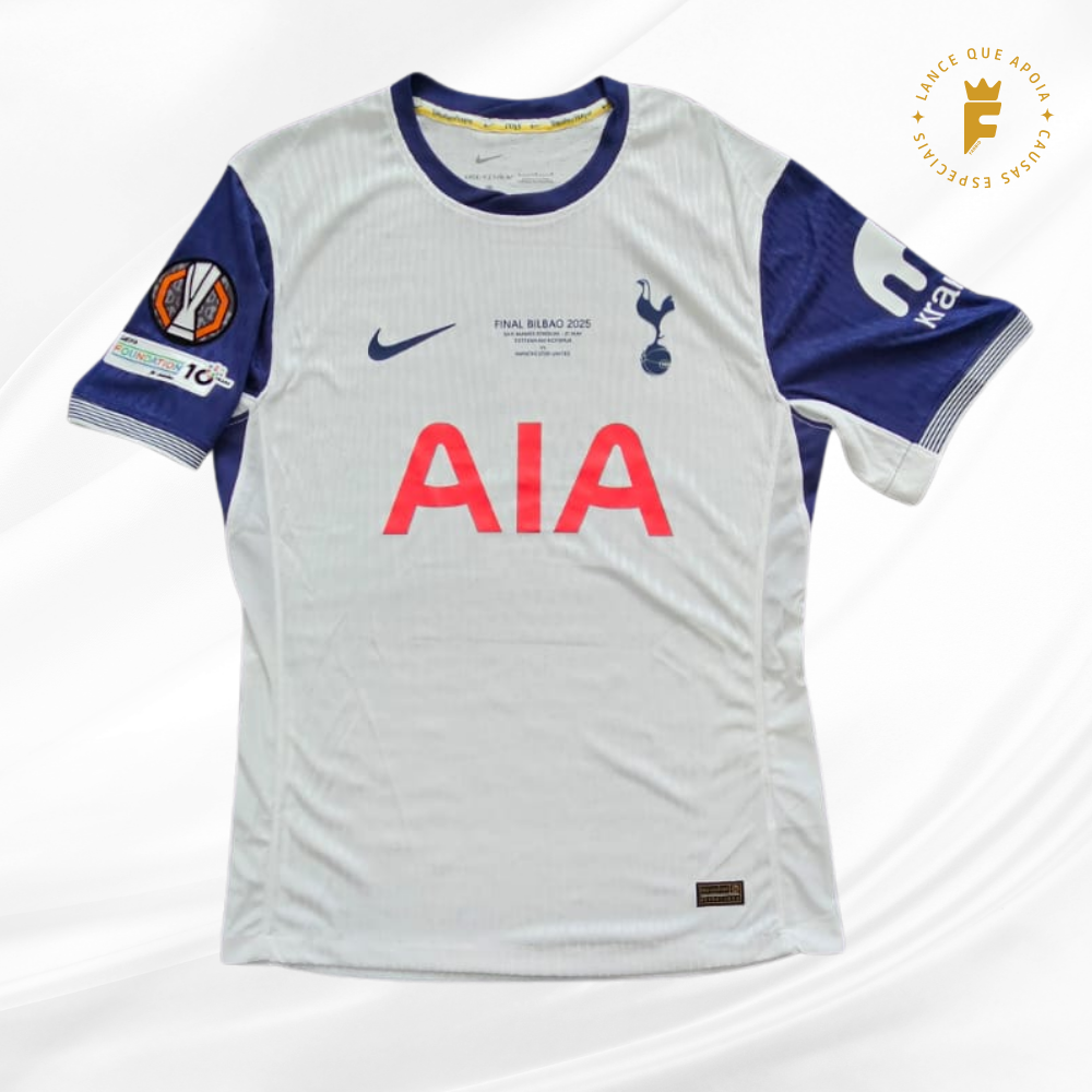 Camisa Tottenham Final UEFA Europa League 2024-25, vers jogador, N9 autografada Son, campeão