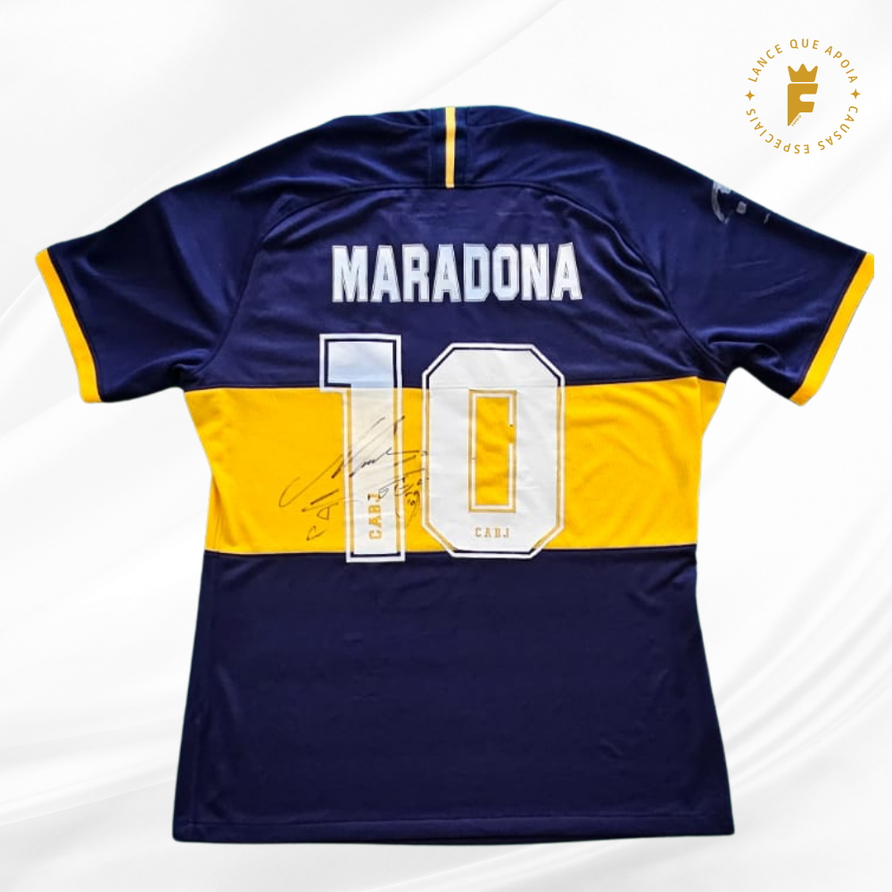 Camisa Boca Juniors 2019-20 vers jogo, autografada Maradona