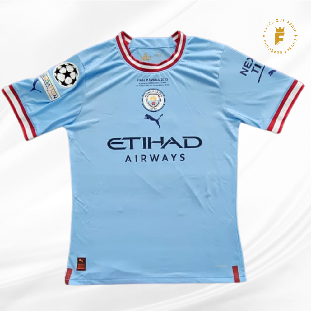 Manchester City 2022-23 , Final Champions League Campeão , vers jogador N9, autografada Haaland