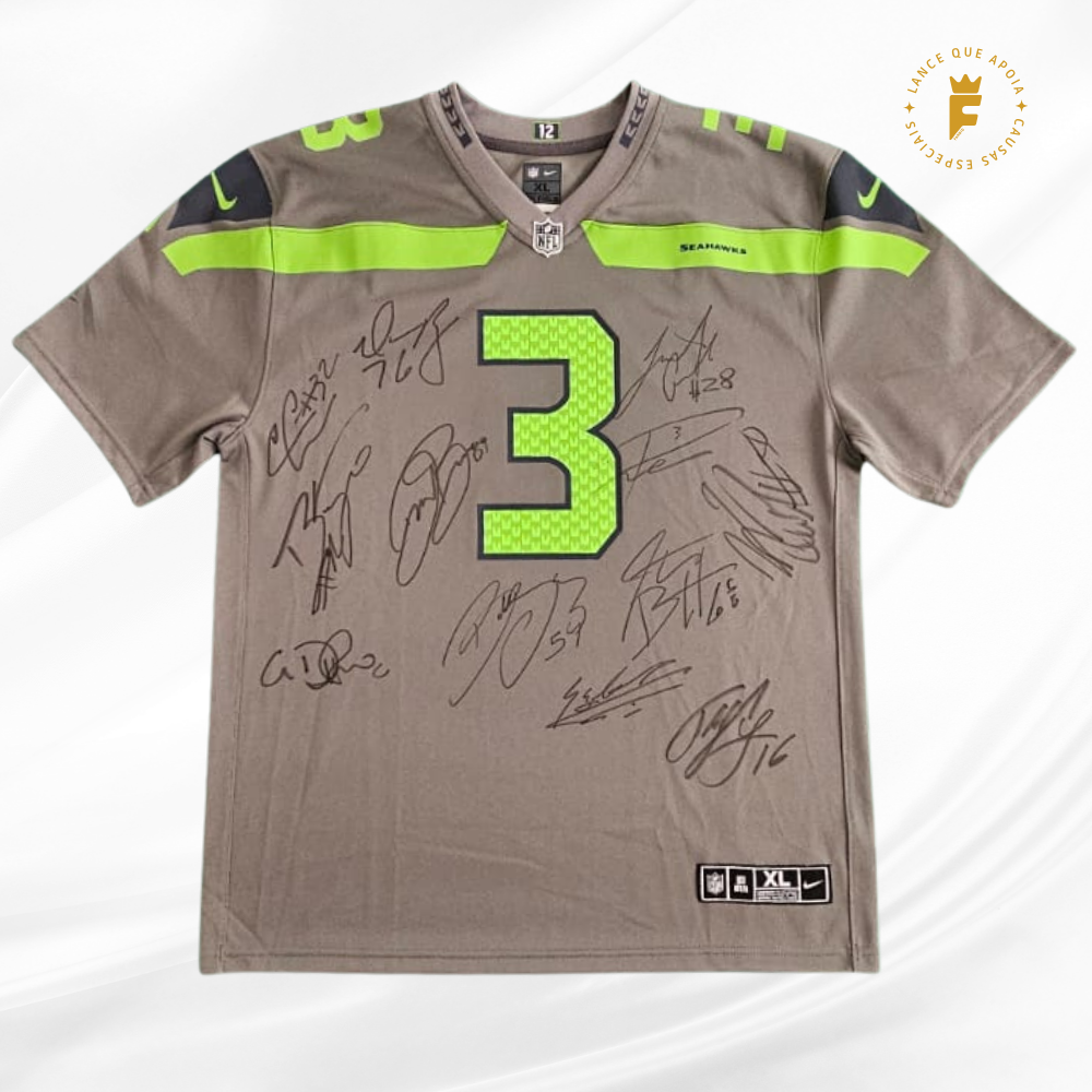 Camisa oficial NFL Seattle Seahawks 2021-22, N3 autografada 12 jogadores do elenco.