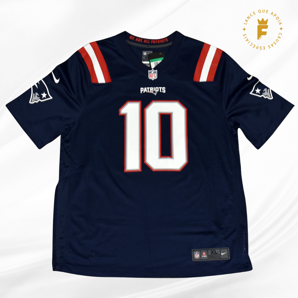 Camisa Nike NFL Patriots 2021-22 autografada Jones, certificado internacional