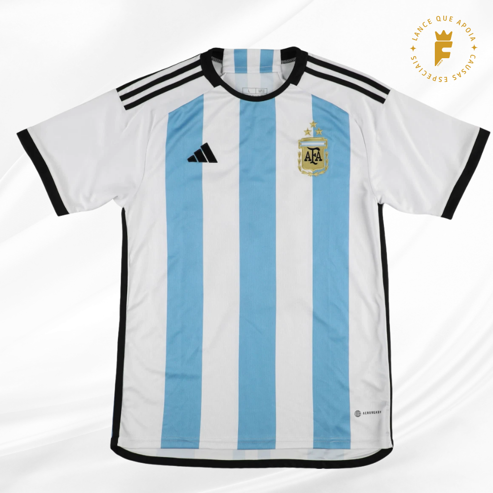 Camisa Argentina 2022-23, N19, autografada Aguero