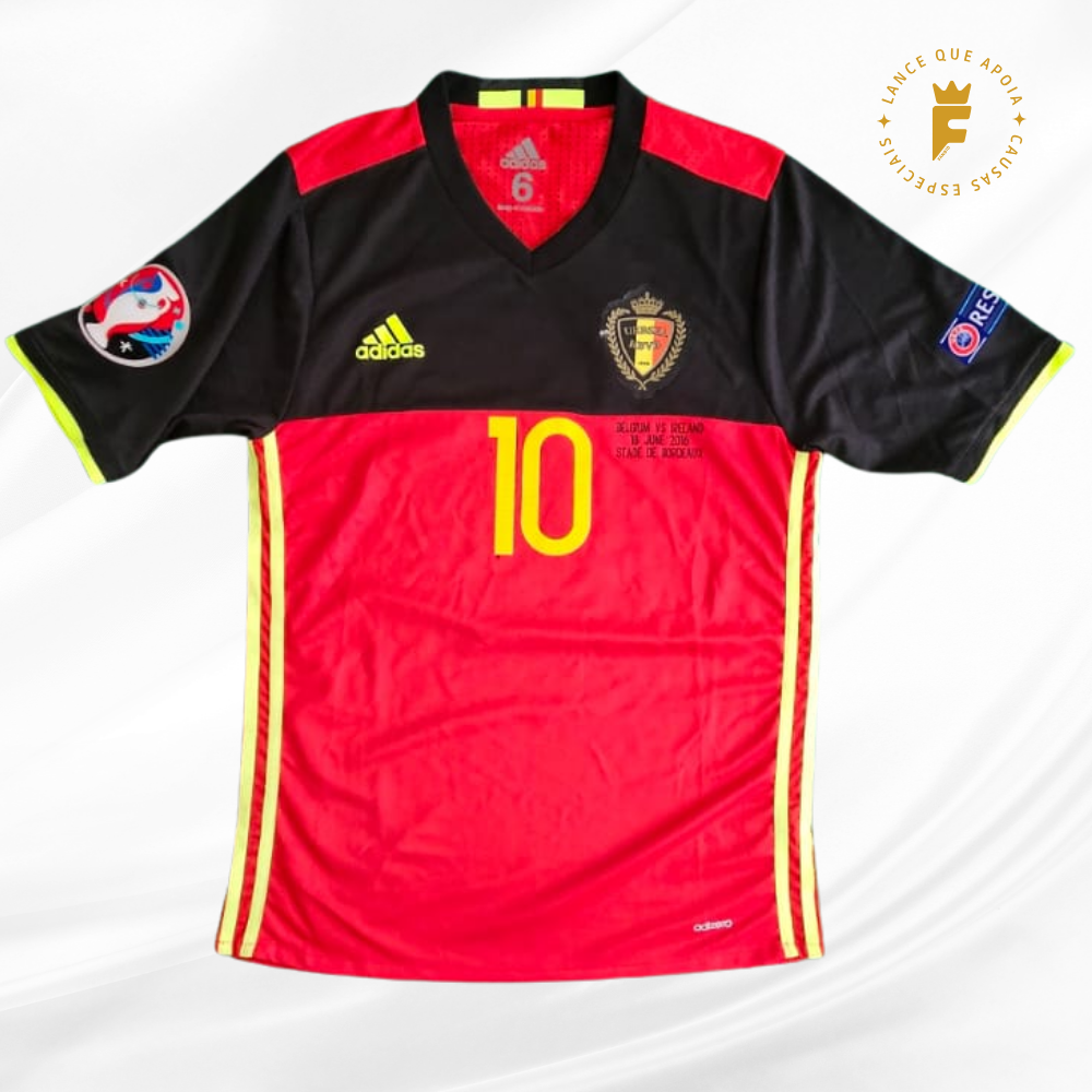 Camisa Bélgica, Euro 2016 ver jogo, N10, autografada Hazard 