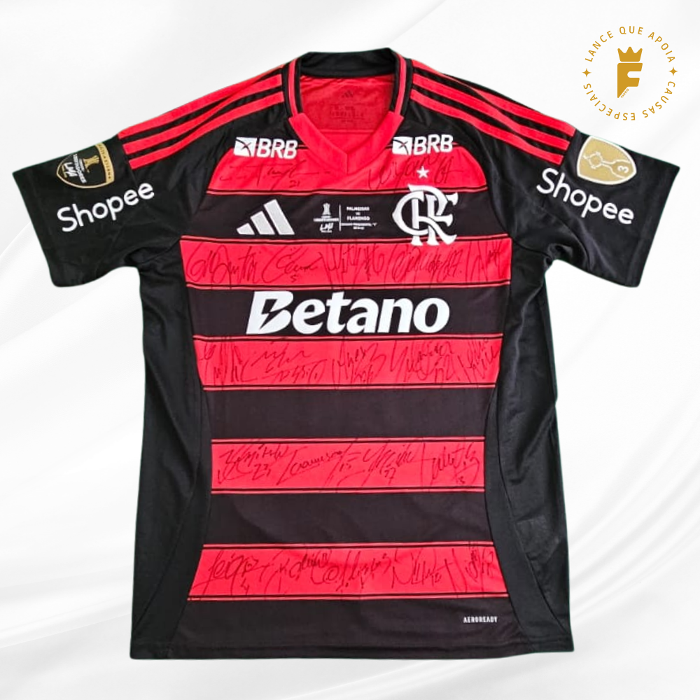 Camisa Flamengo 2025-26, N3– Final Libertadores 2025– Autografada pelo Elenco – Tetracampeão