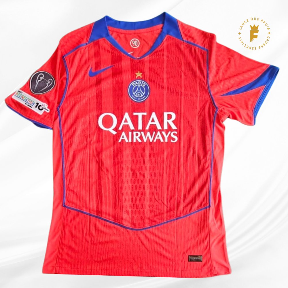 Camisa PSG 2025-26, vers jogador N10, autografada Dembelé