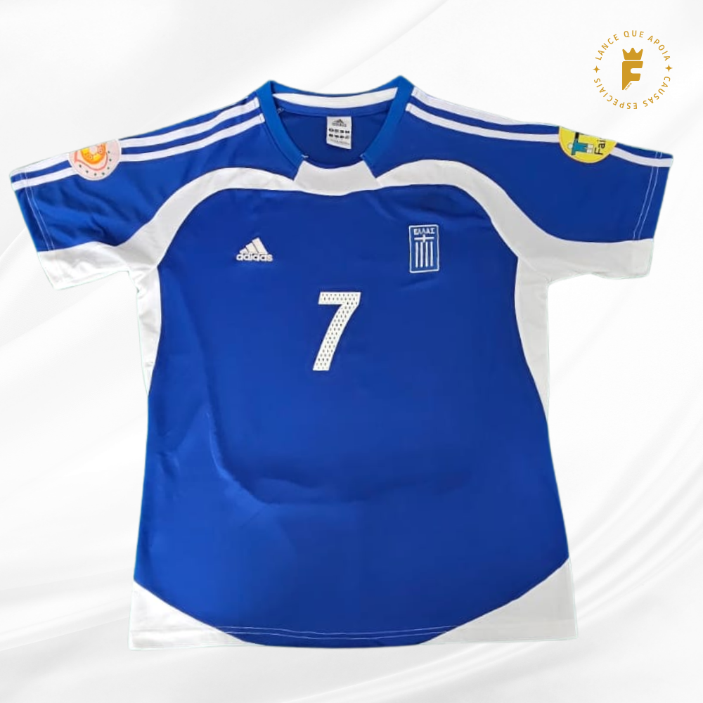 Camisa Grécia 2004 – Euro – Campeã, N7, autografada Zagorakis