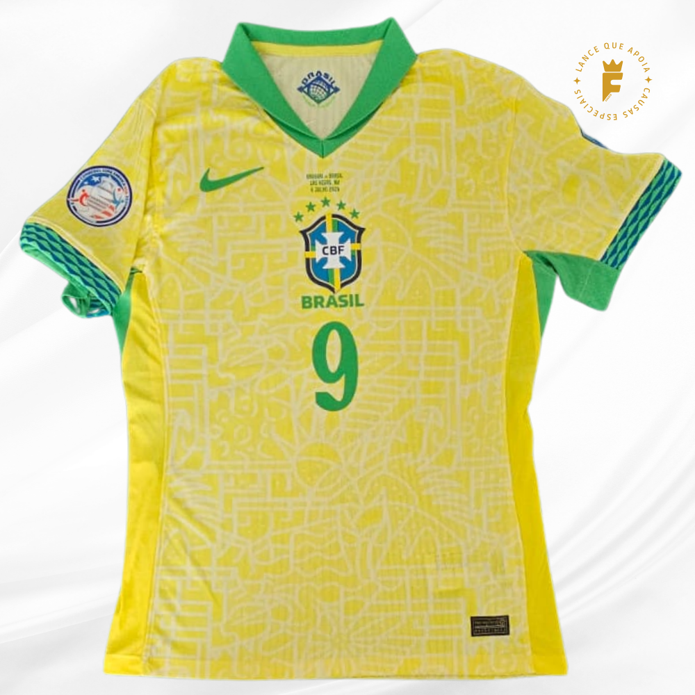 Camisa Brasil vers jogador, Copa América 2024, autografada Endrick
