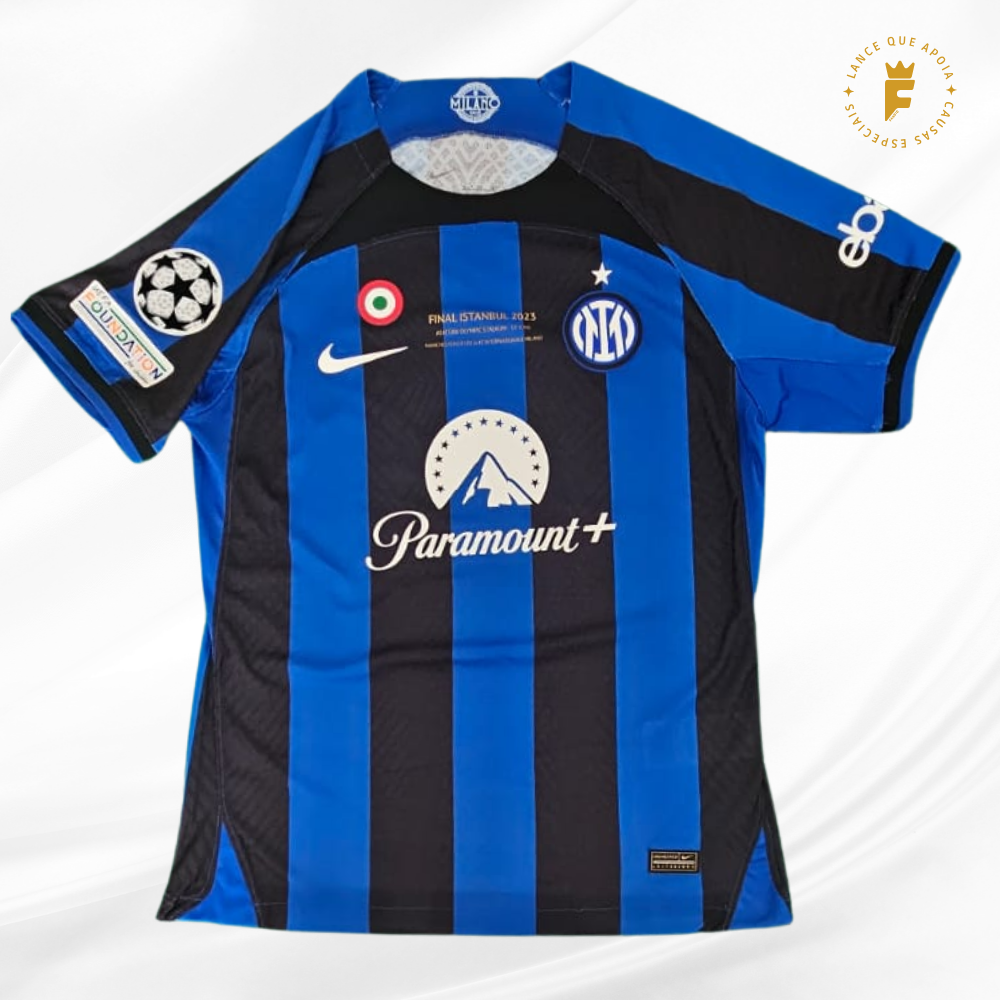 Camisa Inter de Milão final 2022-23 Final Champions League, vers jogador, N9, autografada Edin Džeko