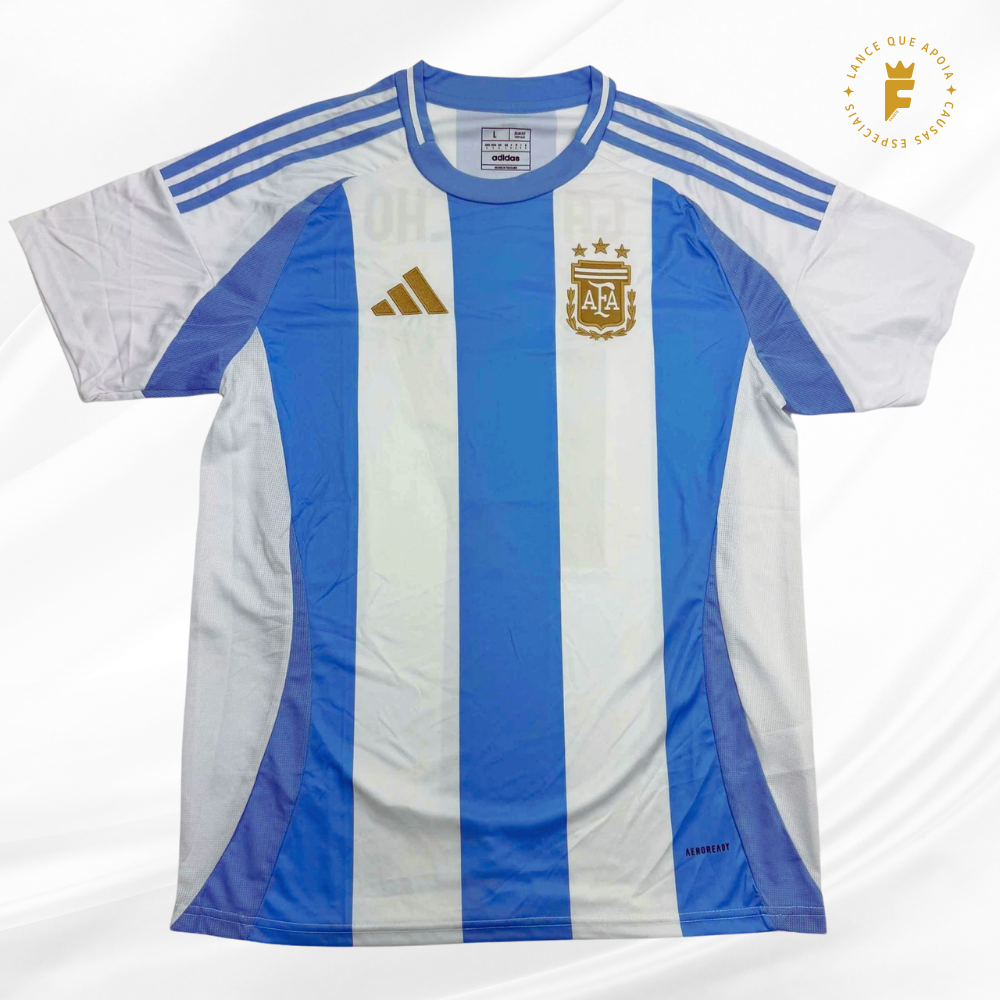 Camisa Argentina 2024, vers torcedor autografada Garnacho