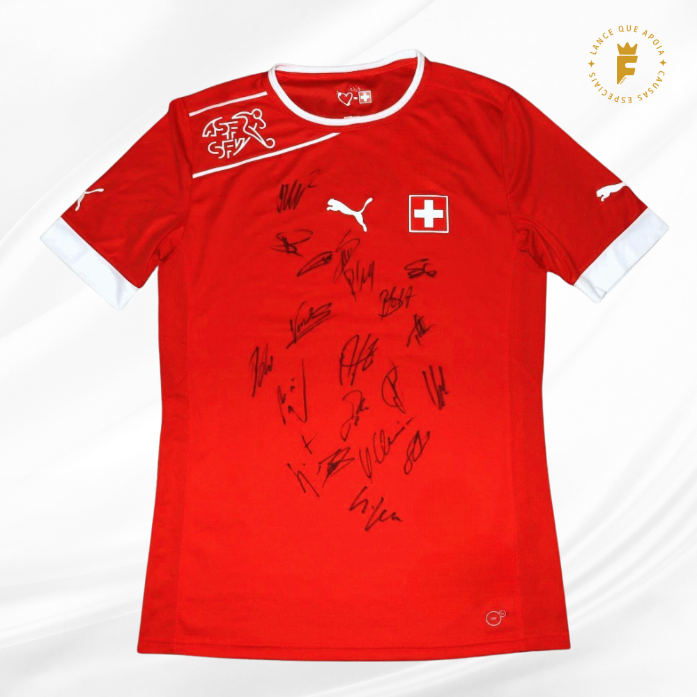 Camisa Seleção da Suíça 2011-12 – autografada jogados do elenco