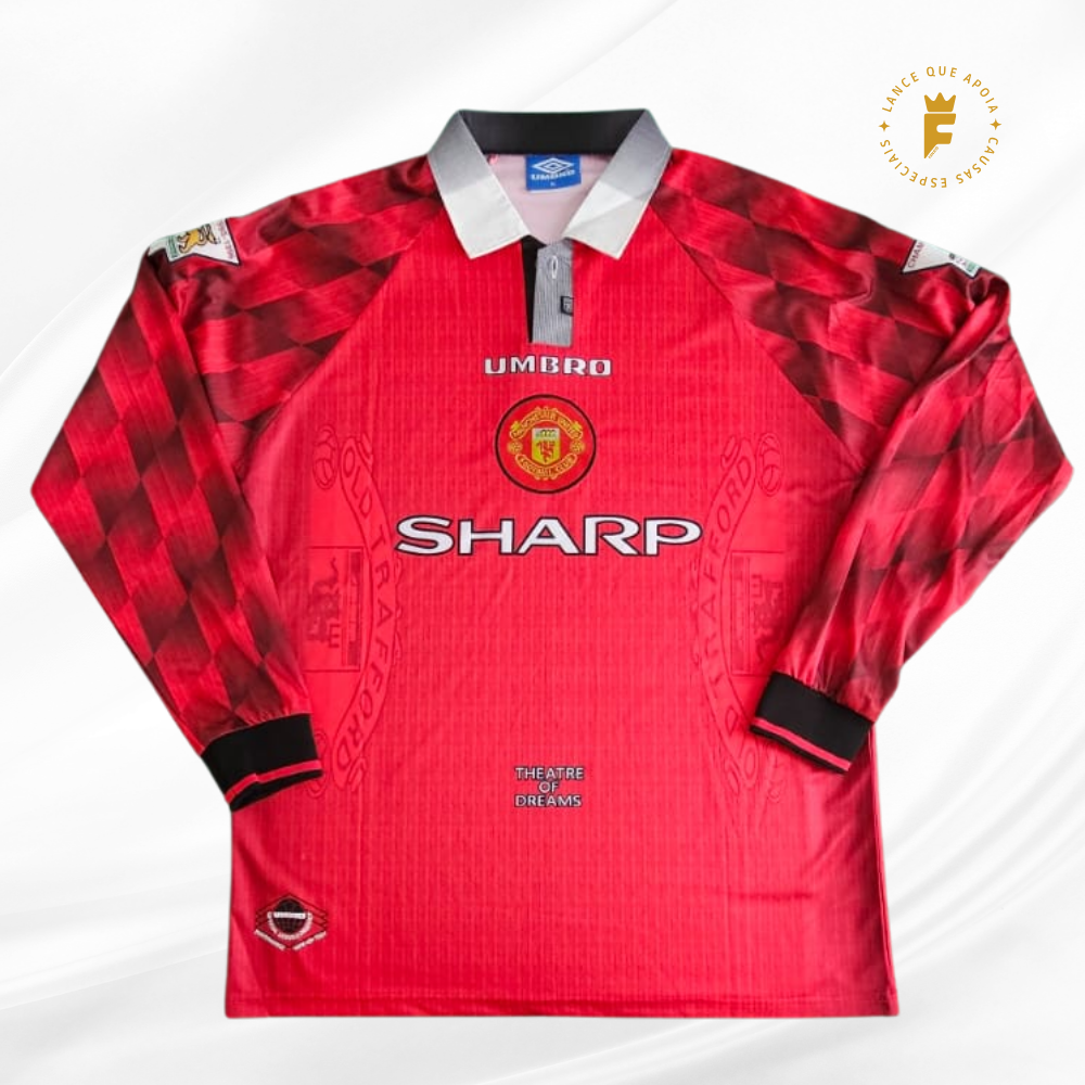 Camisa Manchester Utd. re-edição licenciada oficial 1996-1997 autografada Cantona.