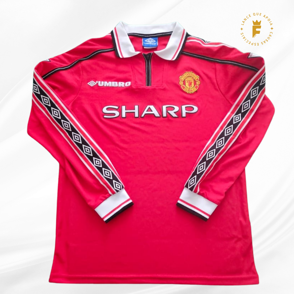 Camisa Manchester United reedição licenciada oficial 1998-1999 autografada David Beckham