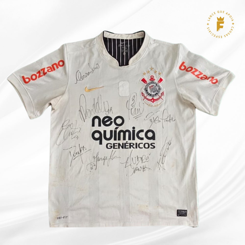 Camisa Corinthians 2010 autografada Ronaldo Fenômeno + 8 campeões Copa do Brasil 2009