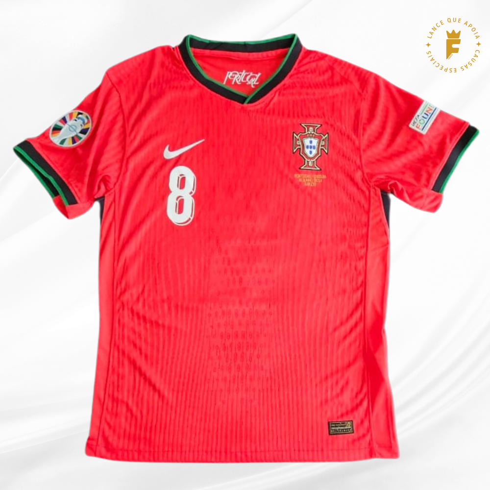 Camisa Portugal 2024-25 Eurocopa, versão jogador, autografada Bruno Fernandes