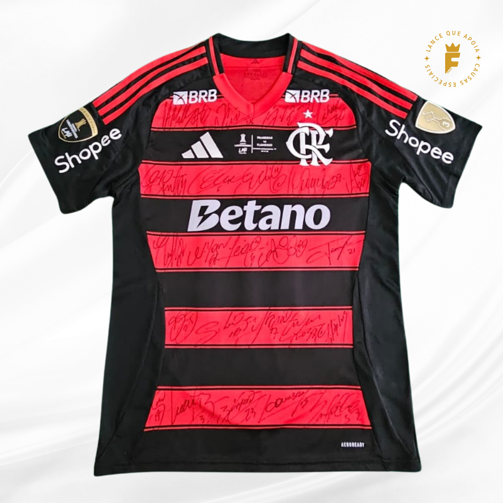 Camisa Flamengo 2025-26, N10– Final Libertadores 2025– Autografada pelo Elenco – Tetracampeão e medalha