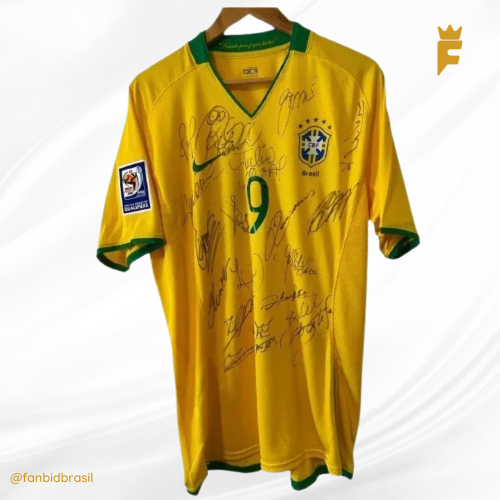 Camisa oficial Brasil Eliminatórias Copa 2010 De Jogo Autografada 18