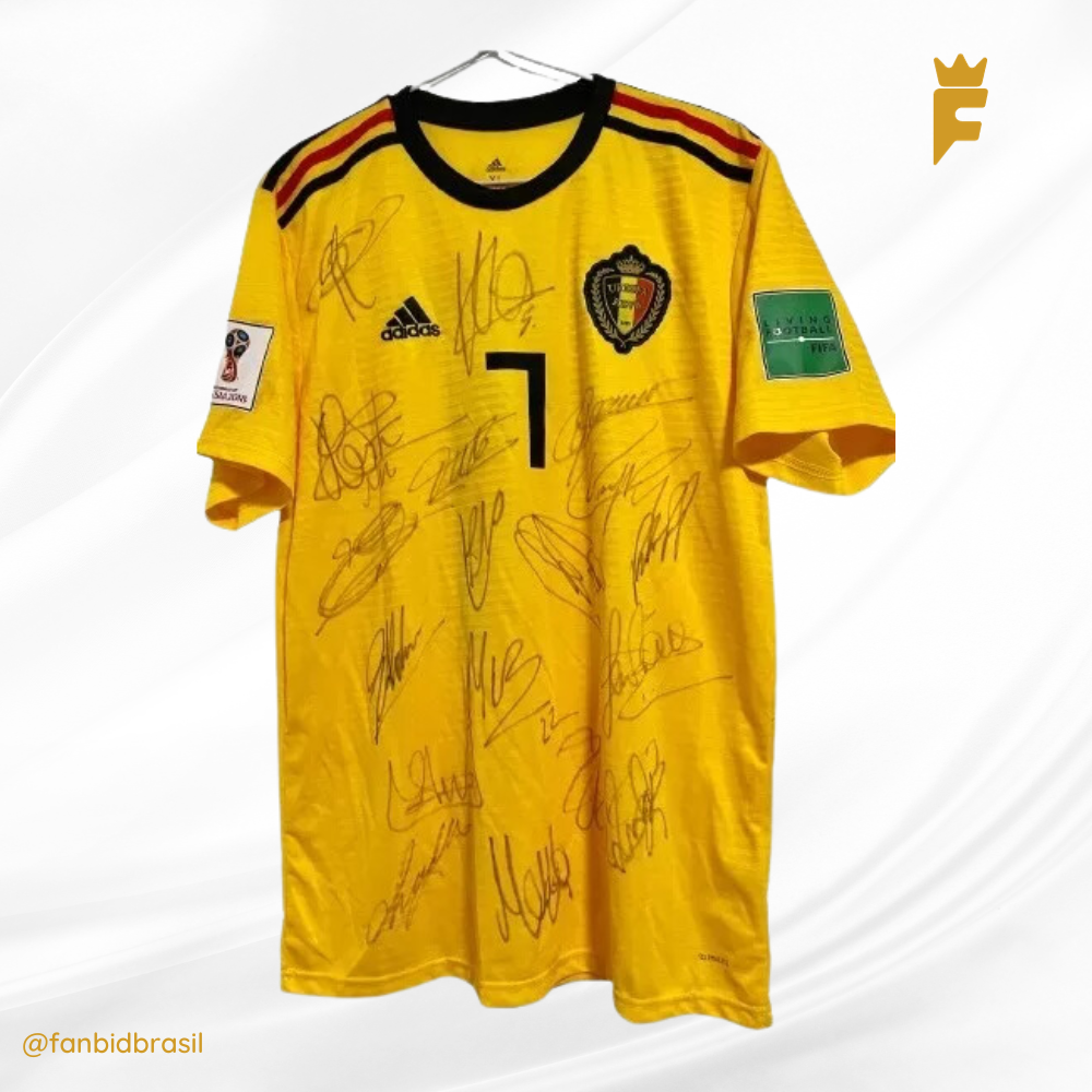 Camisa oficial Belgica Copa Do Mundo 2018 Autografada 18 Jogadores