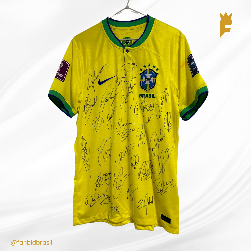 Camisa oficial da Seleção Brasileira, autografada por todo elenco da copa do mundo 2022