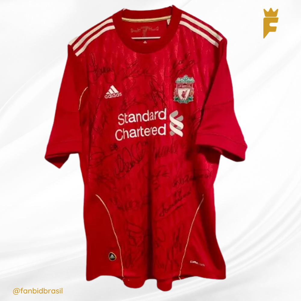 Camisa oficial Liverpool 2010/11 Autografada 20 Jogadores