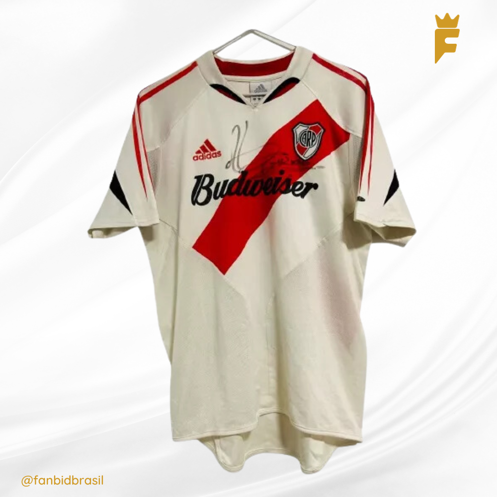 Camisa oficial River Plate Libertadores 2004 Autografada M. Gallardo