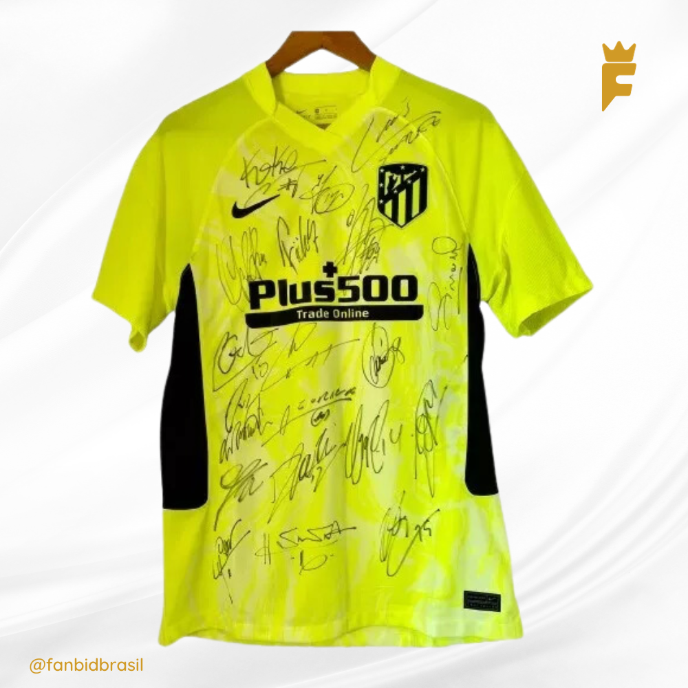 Camisa oficial Atlético Madrid 2020/21 Autografada 18 Jogadores