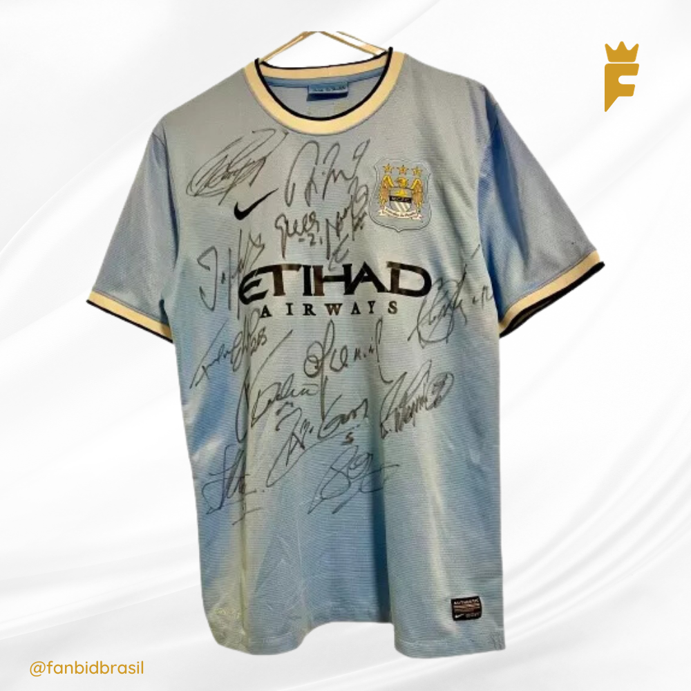 Camisa oficial do Manchester City 2013/14 Autografada 13 Jogadores