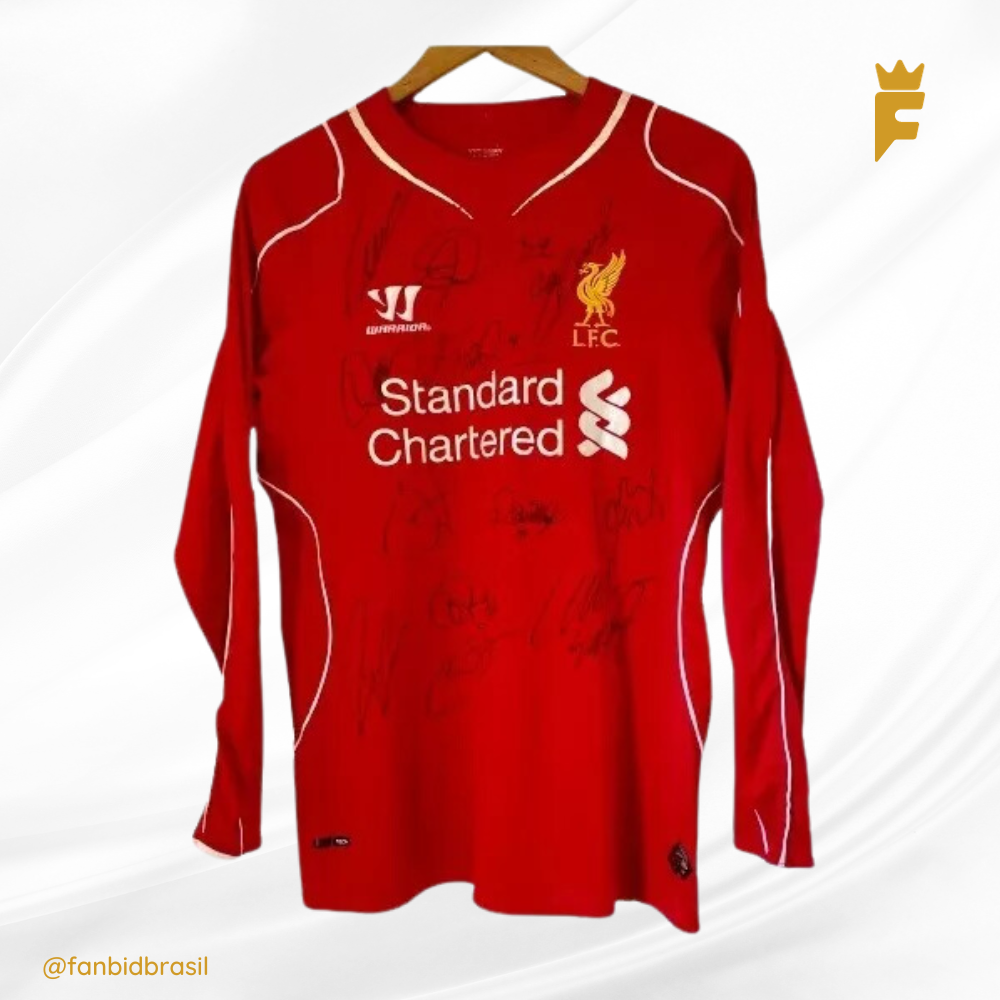 Camisa oficial do Liverpool 2014/15 Autografada 12 Jogadores