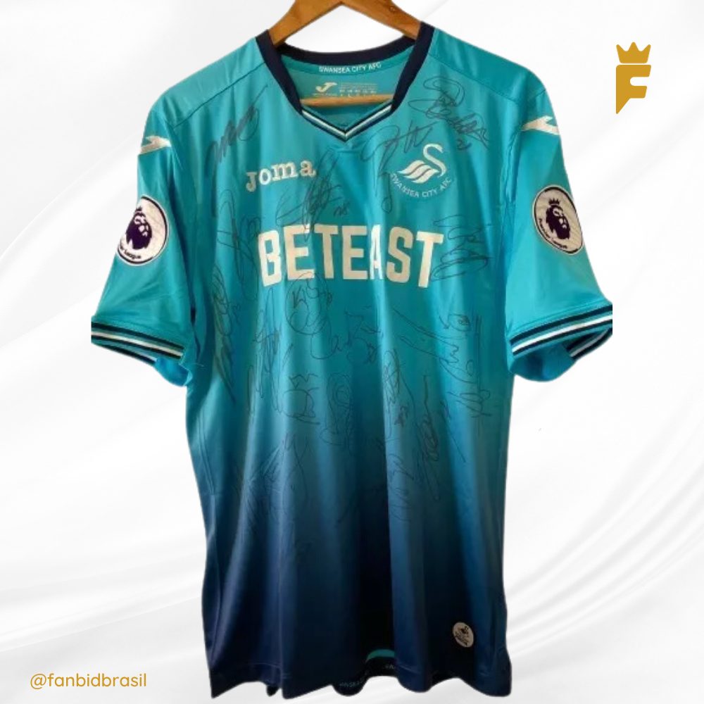 Camisa oficial do Swansea City 2016/17 Autografada Todo Elenco