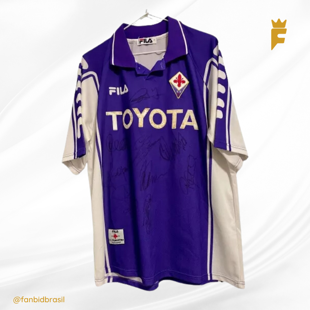 Camisa oficial do Fiorentina 1999/2000 Autografada 9 Jogadores