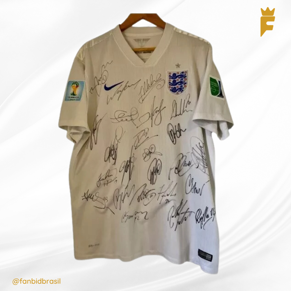 Camisa oficial Inglaterra Copa 2014 Autografada Todo Elenco