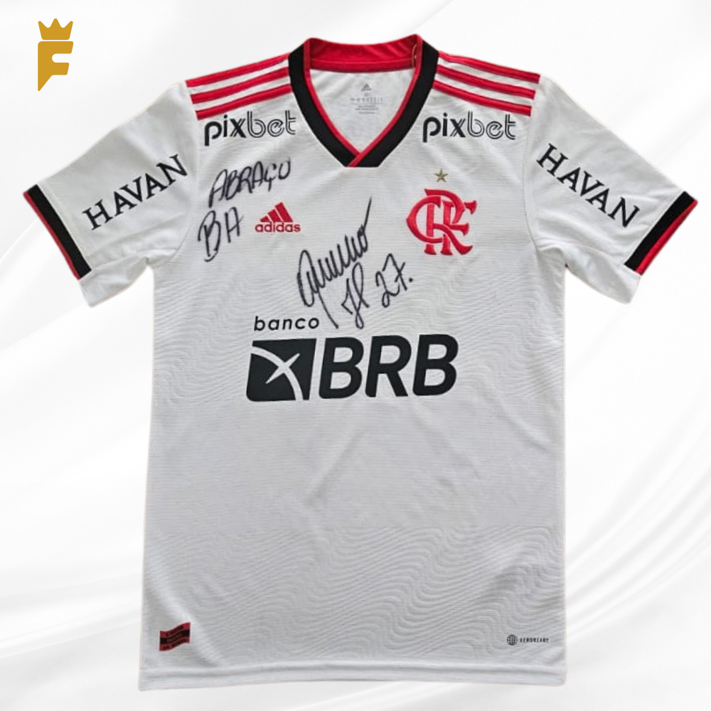 Camisa oficial do Flamengo 2022/23, vers jogador, Bruno Henrique autografada