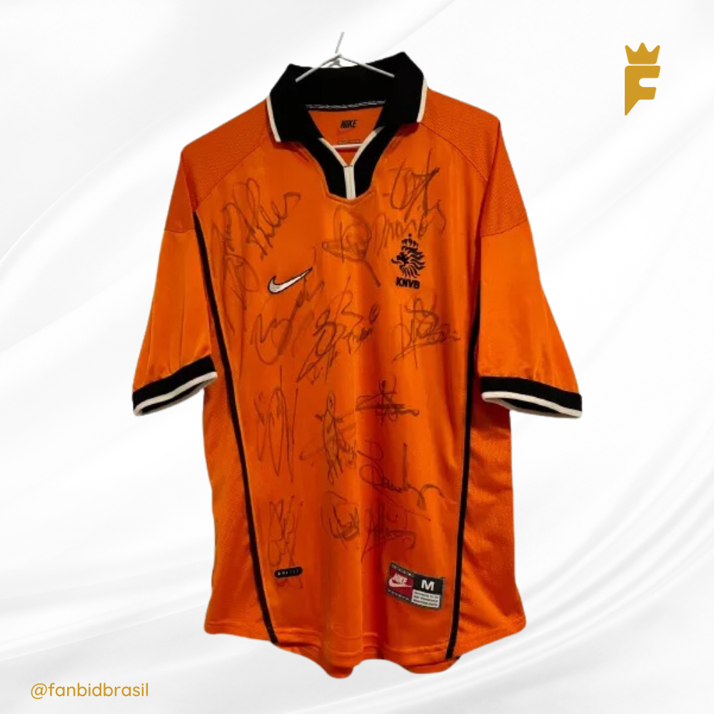 Camisa oficial  da Holanda Copa Do Mundo 1998 Autografada 14 Jogadores