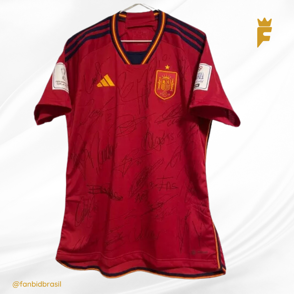 Camisa oficial da Espanha Copa Do Mundo 2022 Autografada Todo Elenco