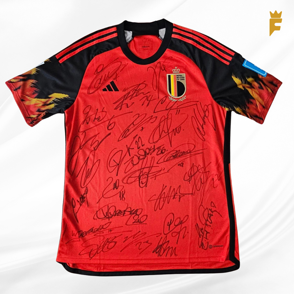 Camisa oficial da Bélgica Copa Do Mundo 2022 Autografada Todo Elenco