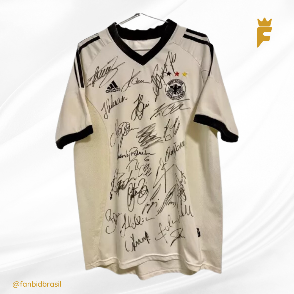 Camisa oficial da Alemanha Copa Do Mundo 2002 Autografada Todo Elenco