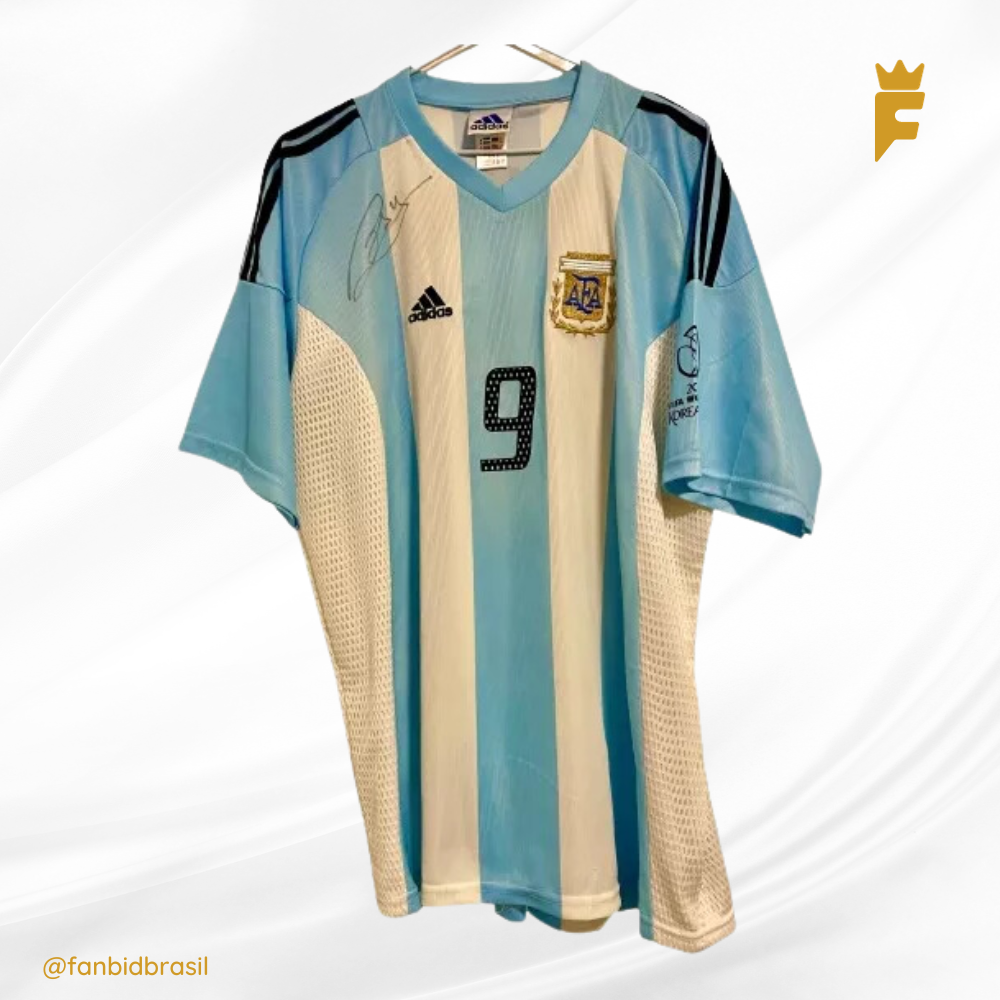 Camisa oficial da Argentina Copa Do Mundo 2002 Batistuta Autografada