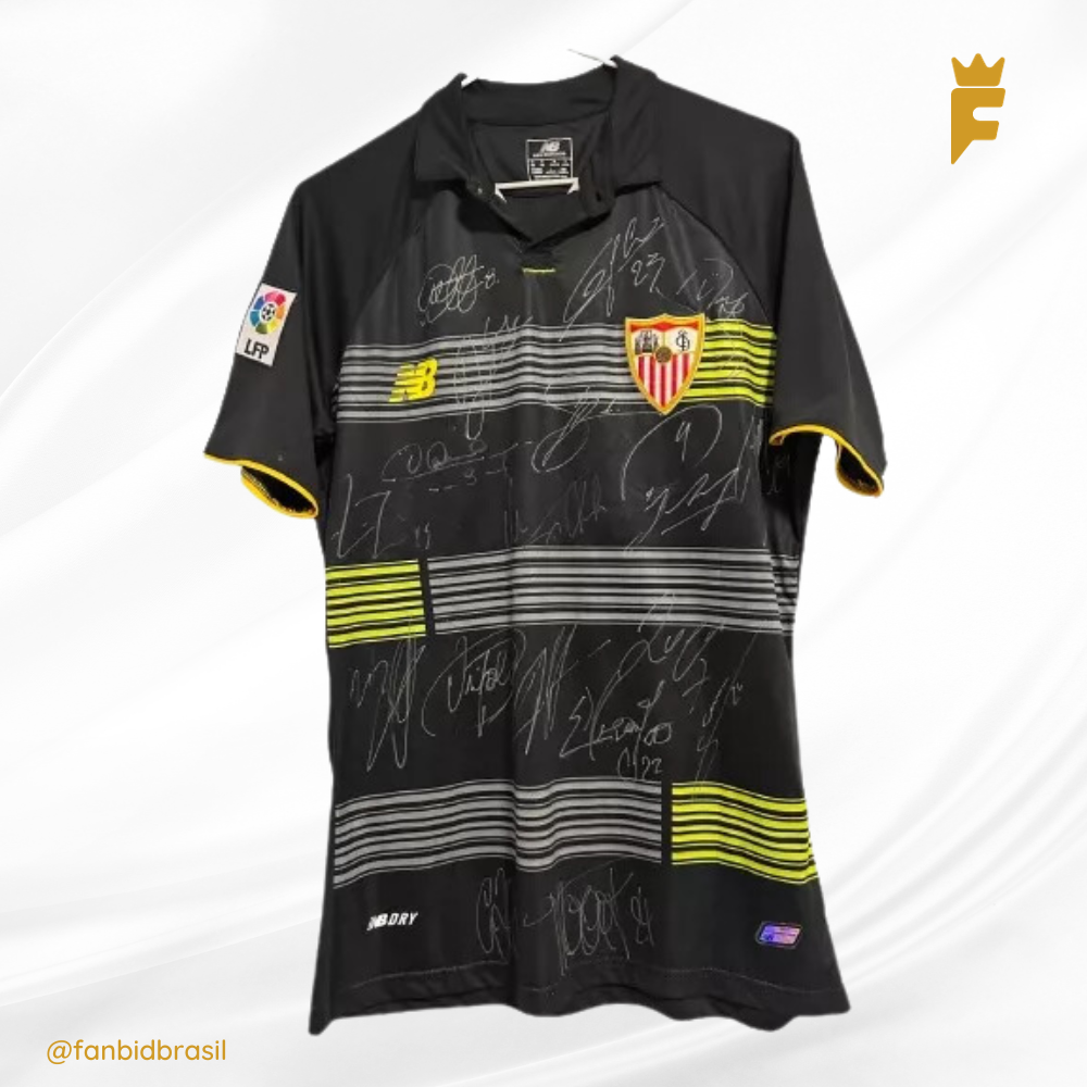 Camisa oficial do Sevilla 2015/16 Autografada 18 Jogadores elenco campeão  Liga Europa