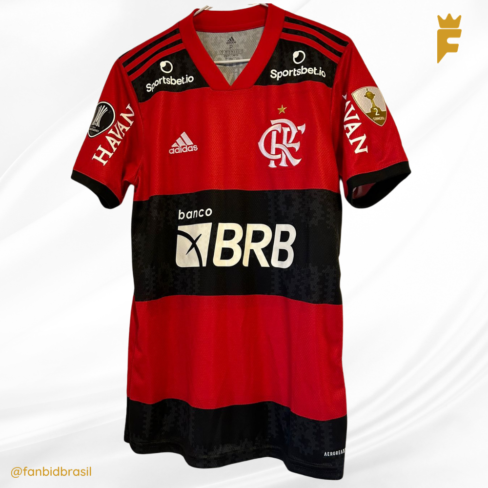 Camisa oficial do Flamengo 2021, autografada De Arrascaeta, de jogo