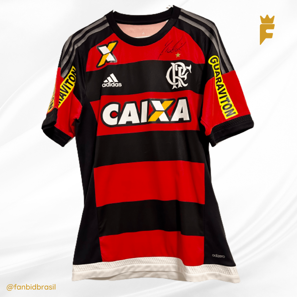 Camisa oficial do Flamengo usada jogo 2015 A. Patrick autografada