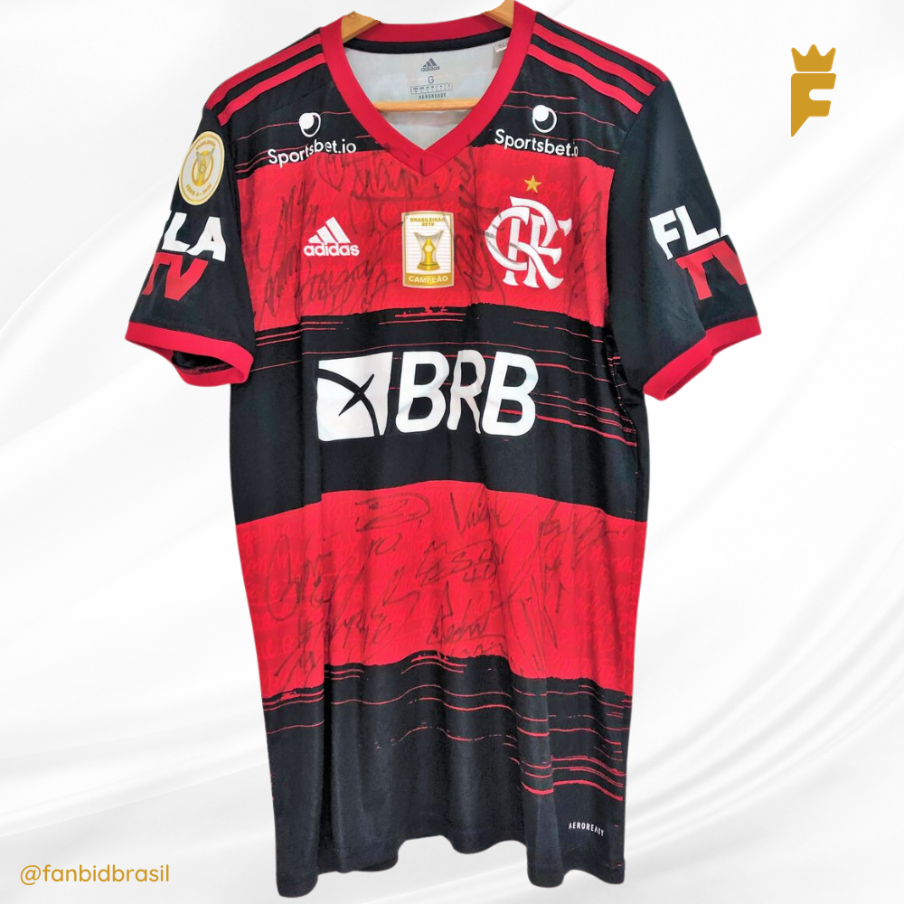 Camisa oficial do Flamengo brasileirão 2020 autografada todo elenco