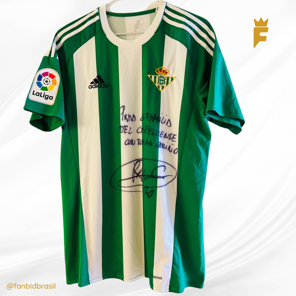 Camisa oficial do Real Bétis 2016/17 Dani C. 10 usada em jogo e autografada