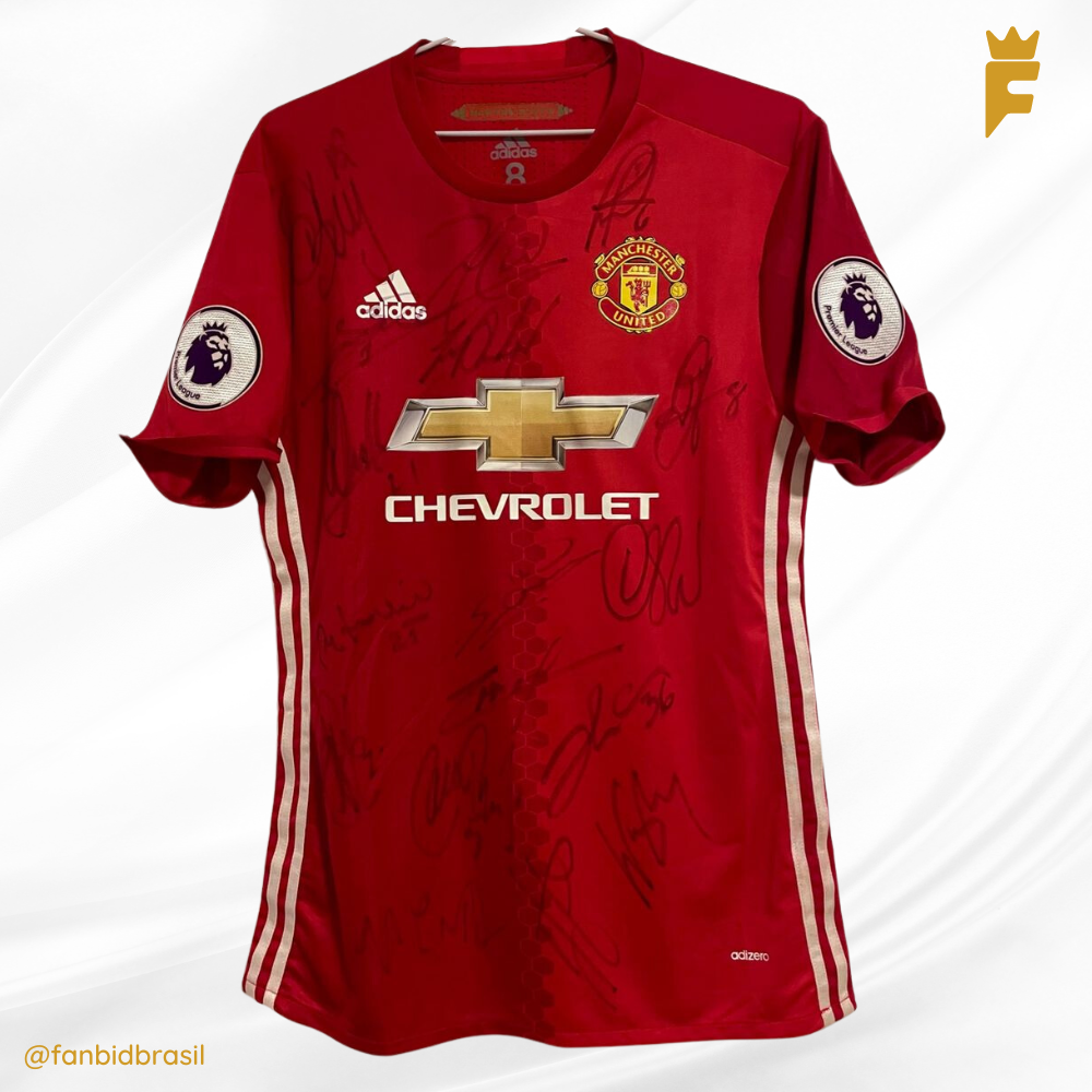 Camisa oficial do Manchester Utd 2016/17 autografada elenco, de jogo