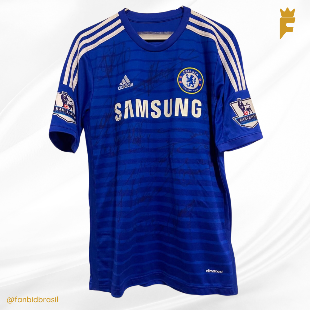 Camisa oficial do Chelsea 2014/15 autografada todo elenco