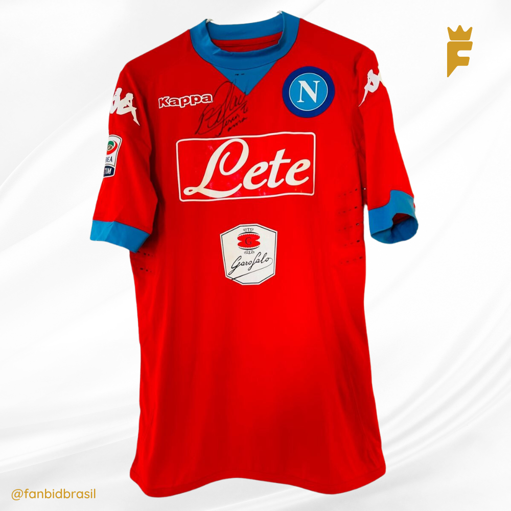 Camisa oficial do Napoli 2015/16 Rafael Cabral autografada, usada em jogo 