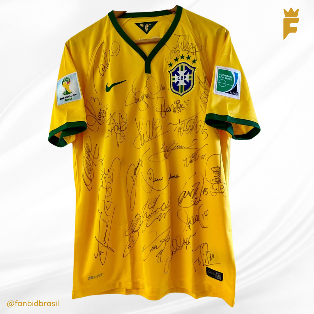 Camisa oficial do Brasil Copa do Mundo 2014 autografada 23 jogadores + Felipão