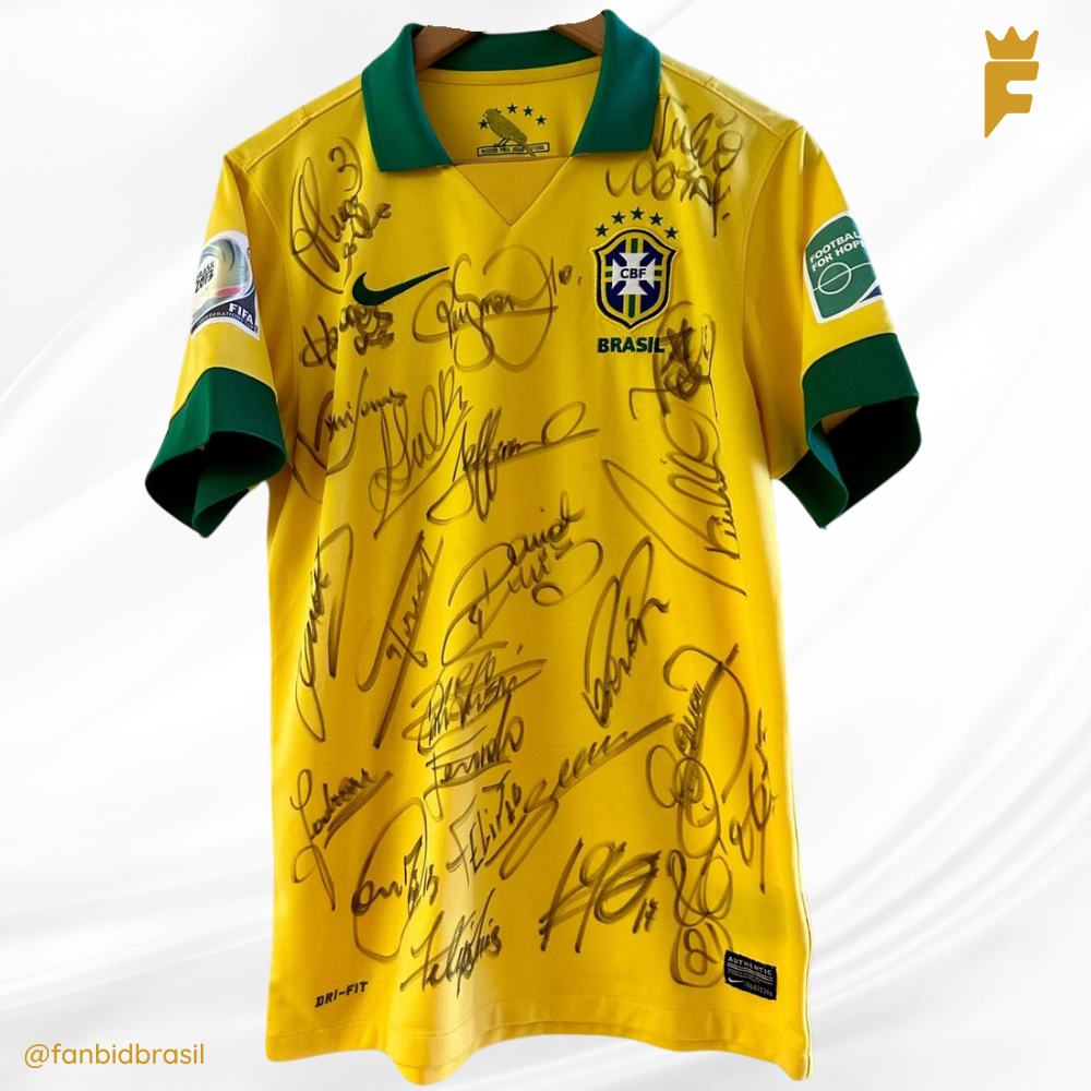 Camisa oficial do Brasil Copa das Confederações 2013 autografada todo elenco + Felipão